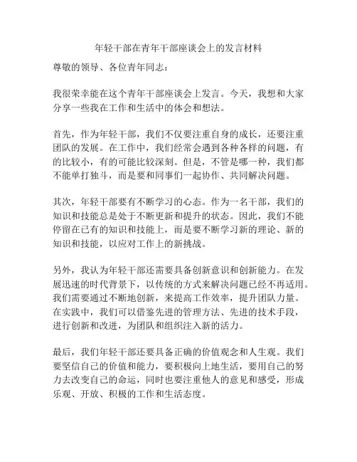 年轻干部在青年干部座谈会上的发言材料