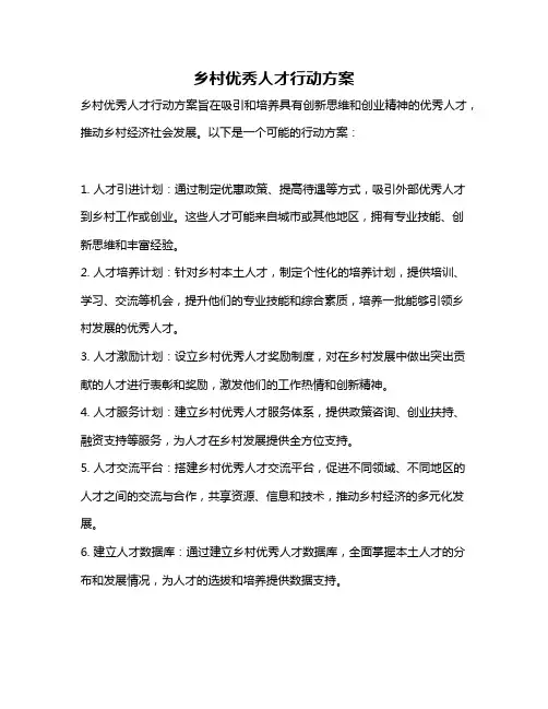 乡村优秀人才行动方案