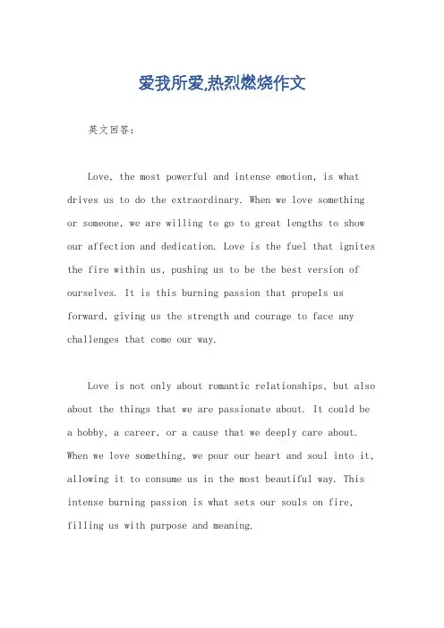 爱我所爱,热烈燃烧作文
