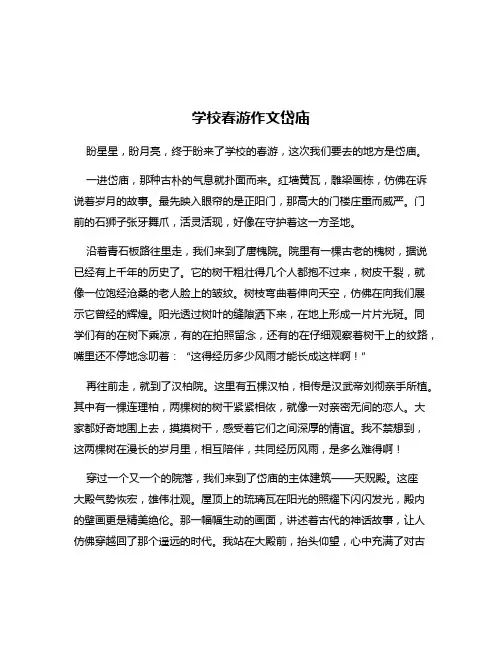 学校春游作文岱庙