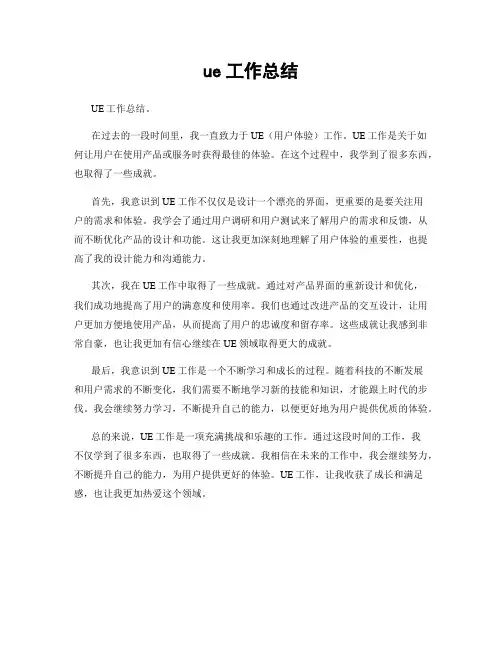 ue工作总结