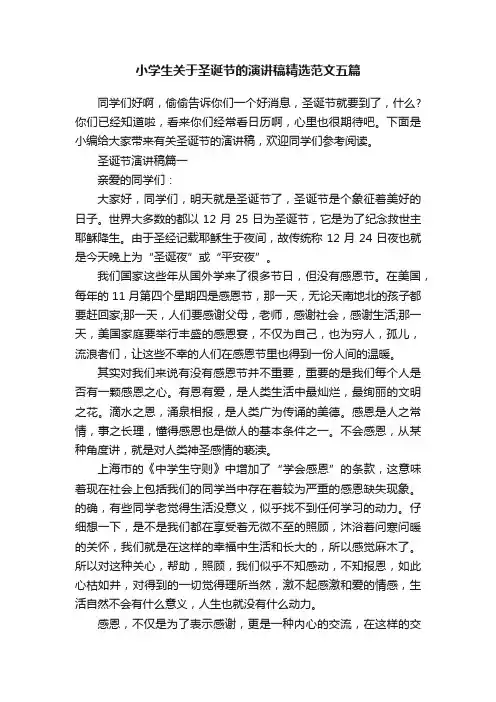 小学生关于圣诞节的演讲稿精选范文五篇