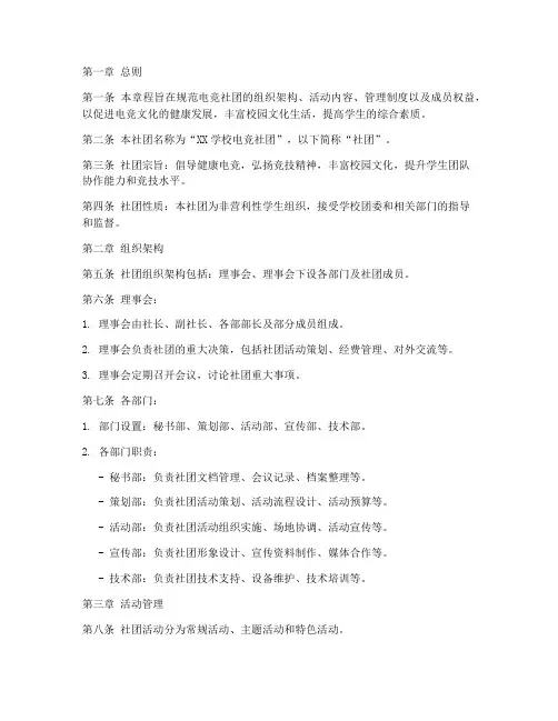 电竞社团工作章程模板