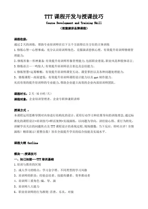 TTT课程开发与授课技巧CourseDevelopmentandTrainingSkill