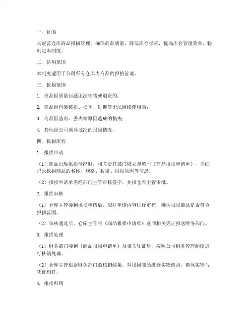 仓库商品报损管理制度