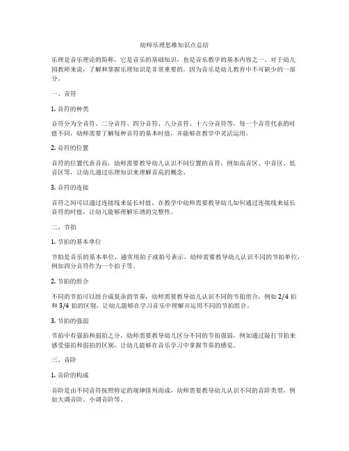 幼师乐理思维知识点总结