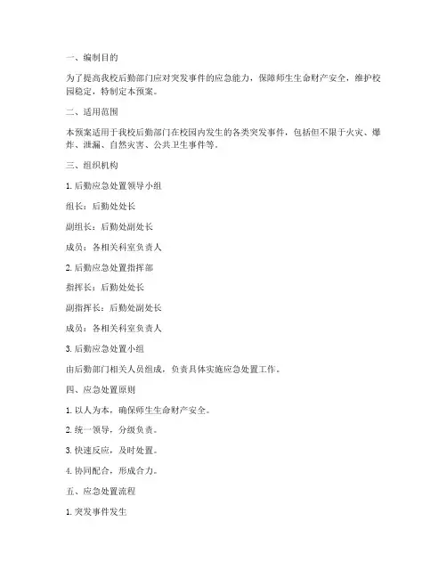 后勤处置突发件应急预案