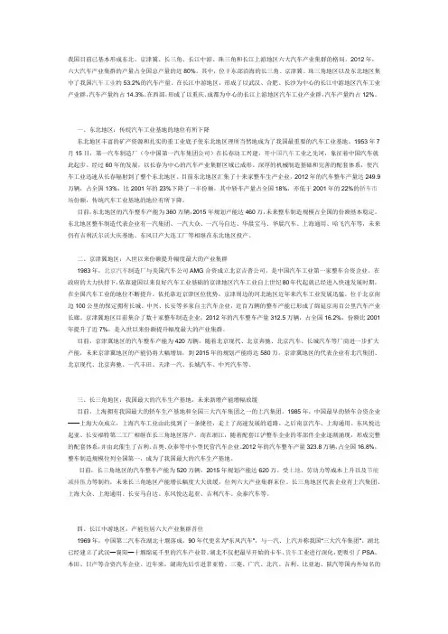 中国四大汽车产业基地
