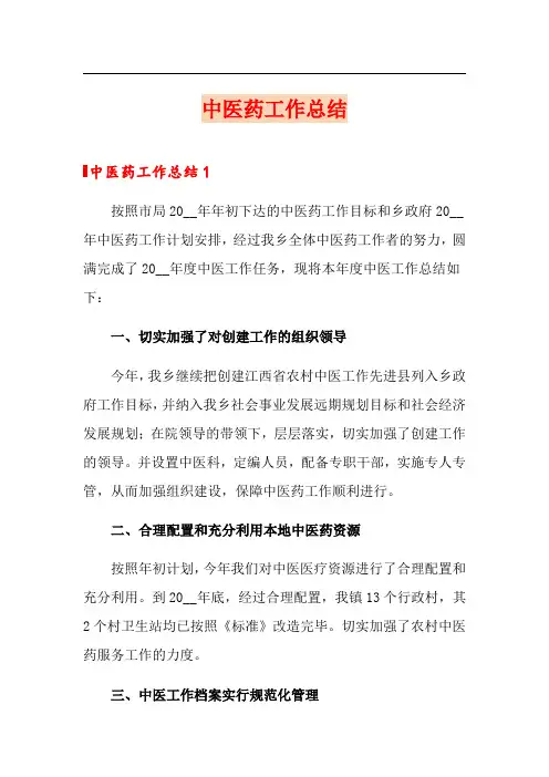 中医药工作总结