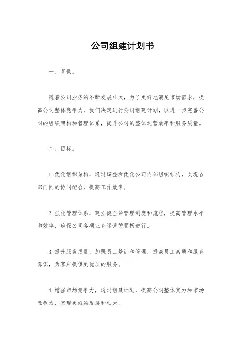 公司组建计划书