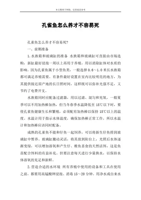 孔雀鱼怎么养才不容易死