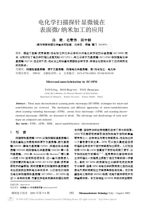 电化学扫描探针显微镜在表面微_纳米加工的应用