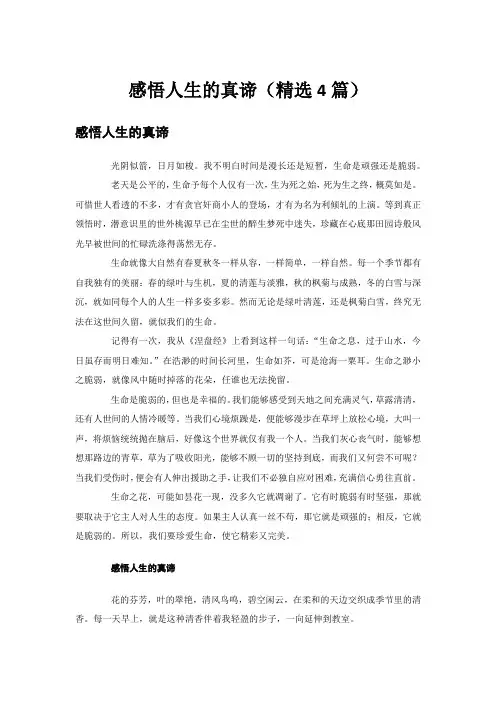 感悟人生的真谛(精选4篇)