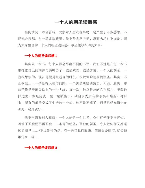 一个人的朝圣读后感