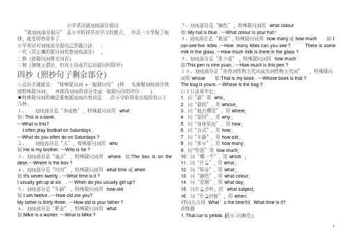 (完整版)小学英语就划线部分提问的要点归纳及练习