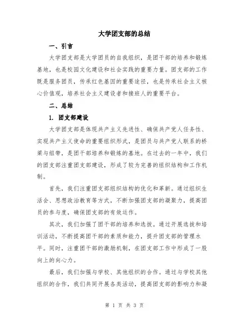大学团支部的总结