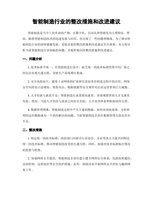 智能制造行业的整改措施和改进建议