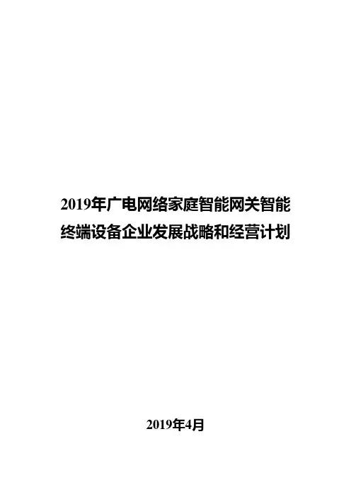 2019年广电网络家庭智能网关智能终端设备企业发展战略和经营计划