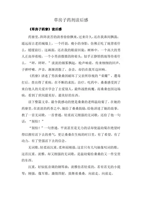 草房子药剂读后感