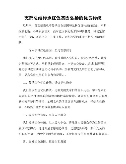 支部总结传承红色基因弘扬的优良传统