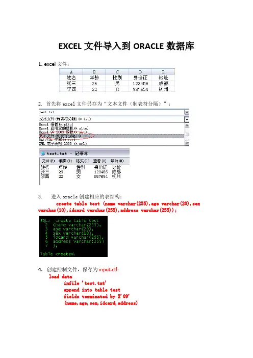 EXCEL文件导入到ORACLE数据库
