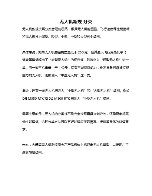 无人机新规 分类