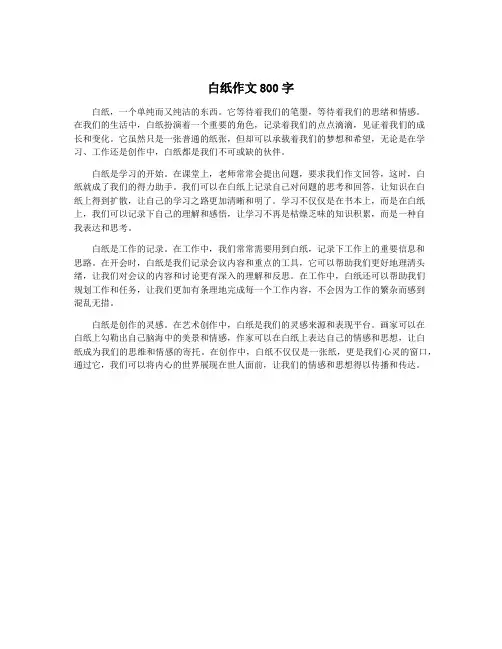白纸作文800字