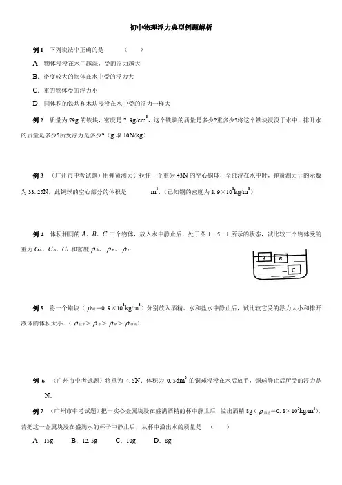 (完整版)八年级物理浮力经典难题