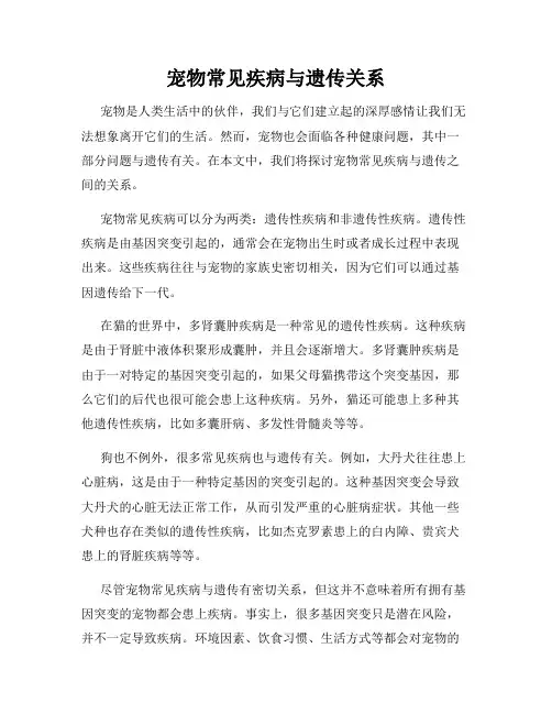 宠物常见疾病与遗传关系