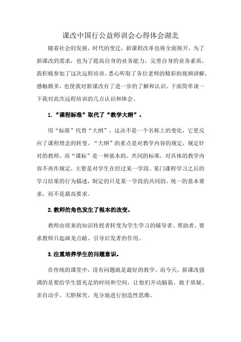 课改中国行公益师训会心得体会湖北