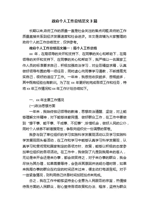 政府个人工作总结范文3篇