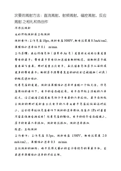 各种溅射法的比较