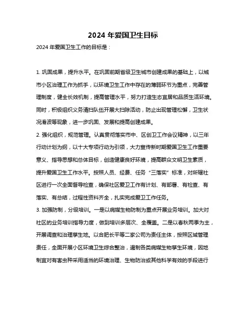 2024年爱国卫生目标
