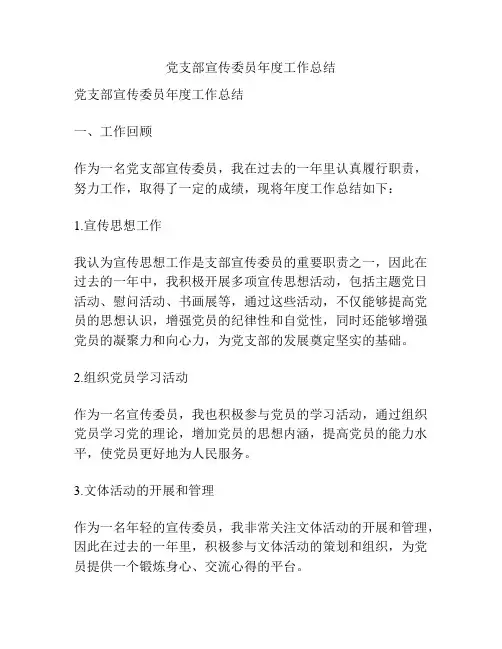 党支部宣传委员年度工作总结