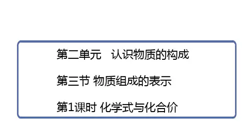 第1课时  化学式与化合价 课件-2024-2025学年九年级化学鲁教版上册