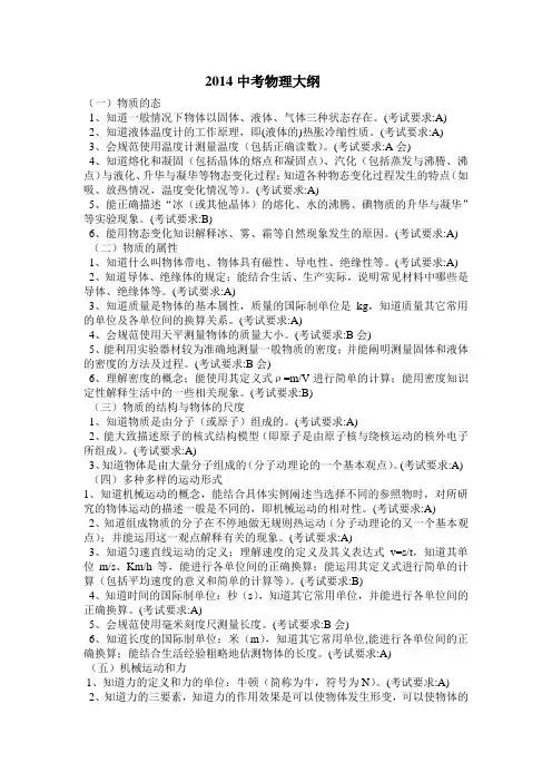 初中物理大纲