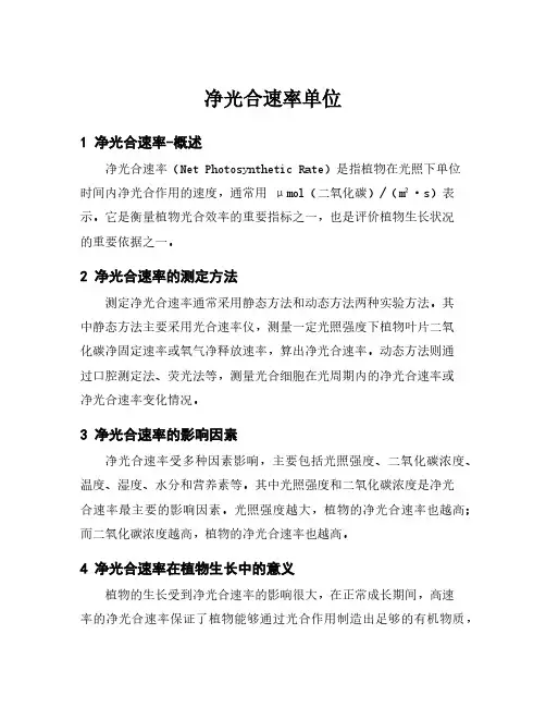 净光合速率单位