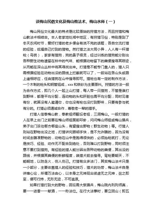 谈梅山民俗文化及梅山教法术、梅山水师（一）