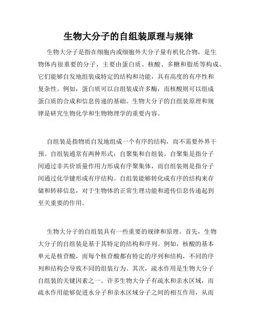 生物大分子的自组装原理与规律