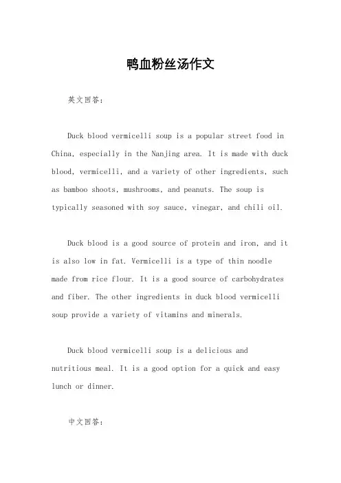 鸭血粉丝汤作文