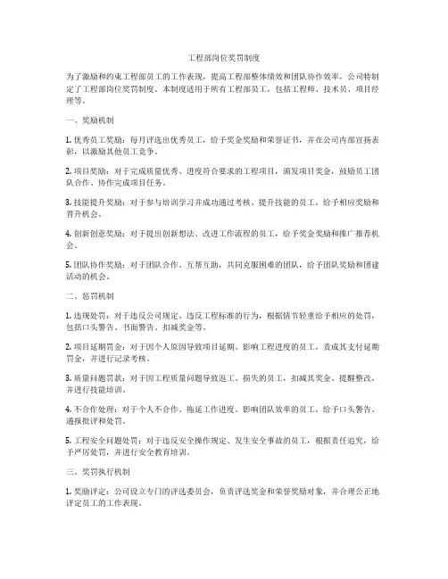 工程部岗位奖罚制度