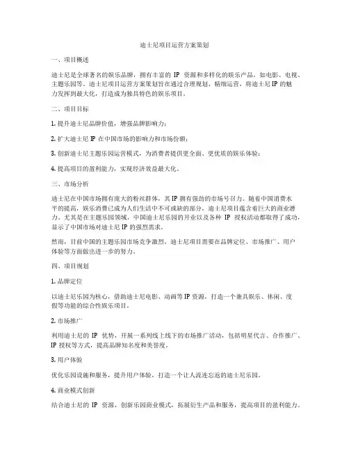 迪士尼项目运营方案策划