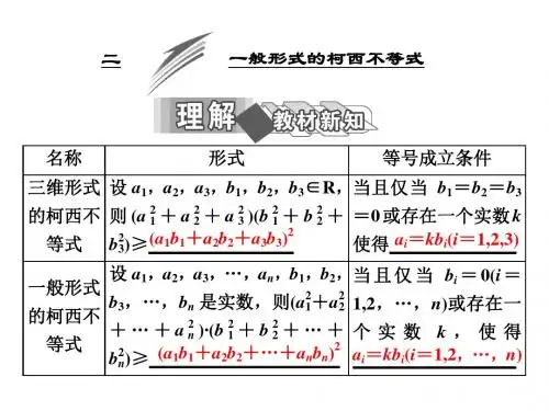 高中数学新人教A版选修4-5   一般形式的柯西不等式
