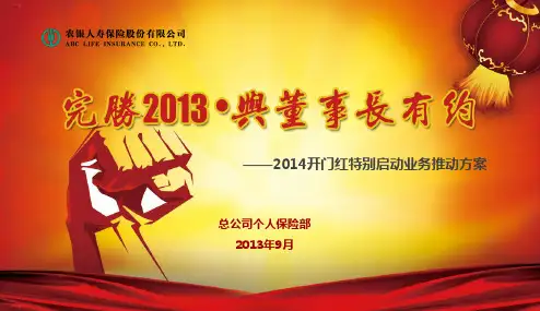 开门红特别启动业务推动方案培训资料ppt