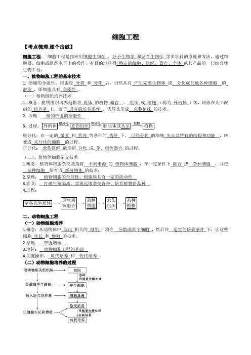 高考生物必备知识大串讲专题  细胞工程(解析版)
