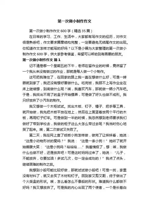 第一次做小制作作文600字（精选35篇）