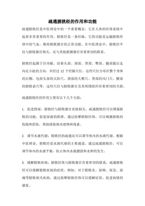 疏通膀胱经的作用和功能