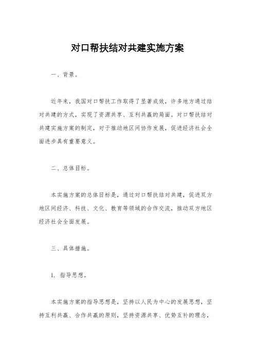 对口帮扶结对共建实施方案