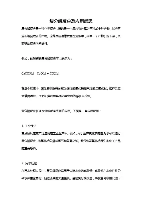 复分解反应及应用反思