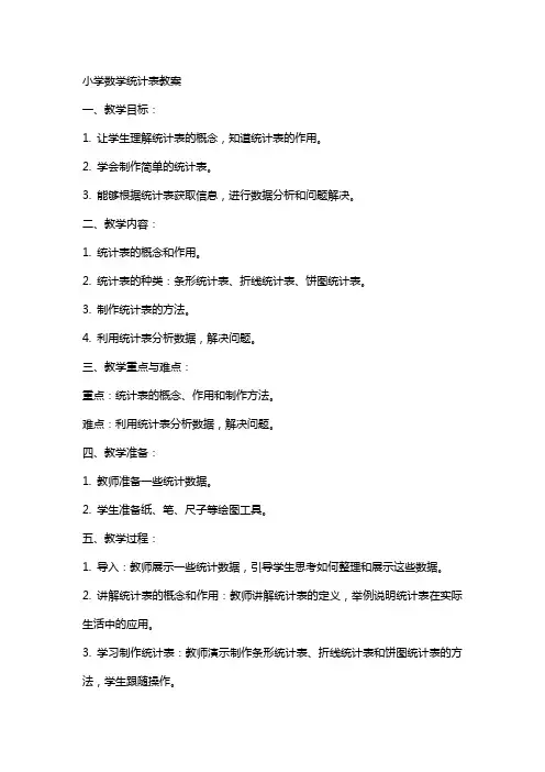 小学数学统计表教案
